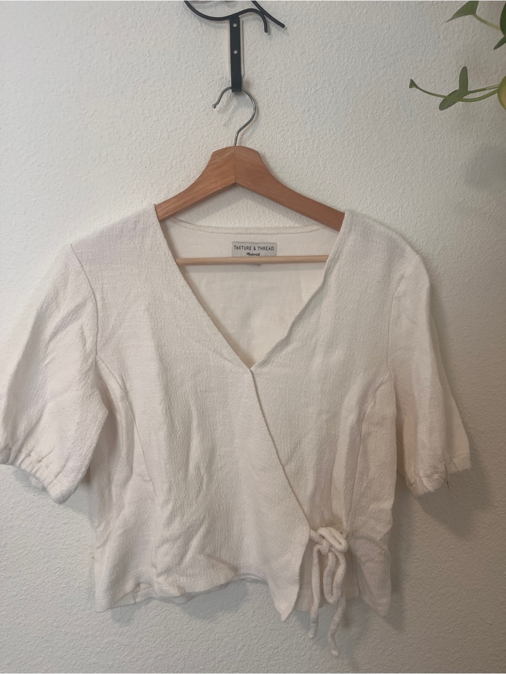Madewell White Wrap Tie-Front Top